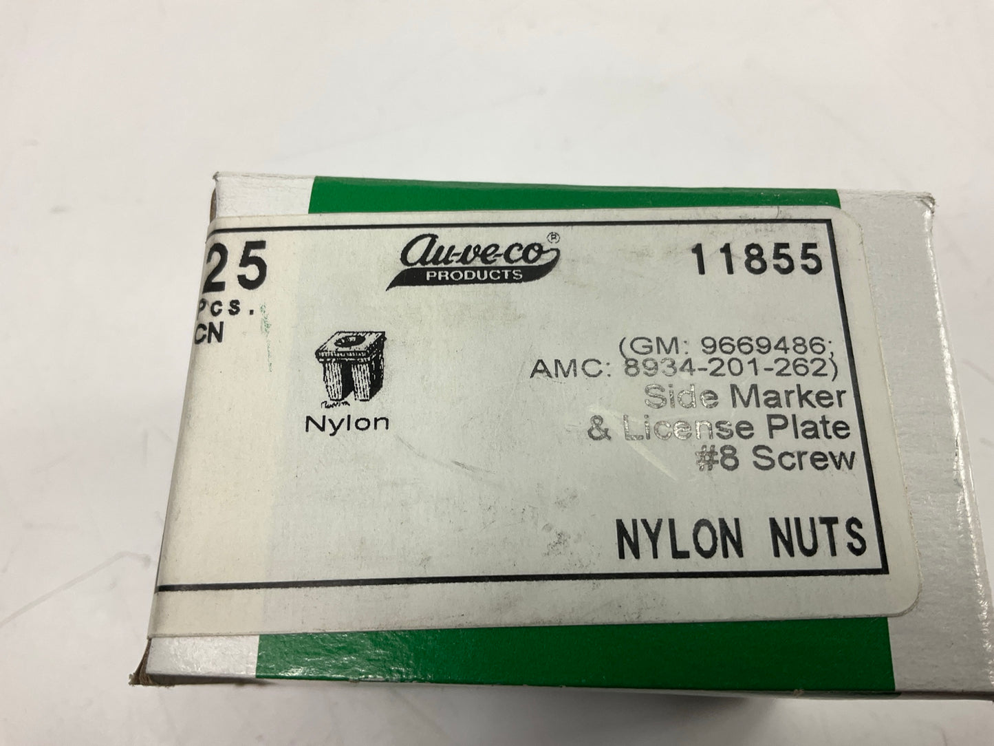 Auveco 11855 Rear License Plate Bracket Nylon Nut Qty 25