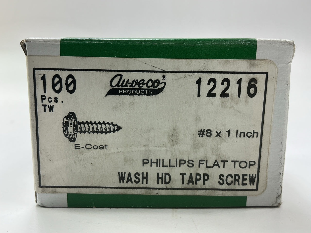 Auveco 12216 Phillips Flat Head Washer Tapping Screw - #8 X 1'' Qty 100
