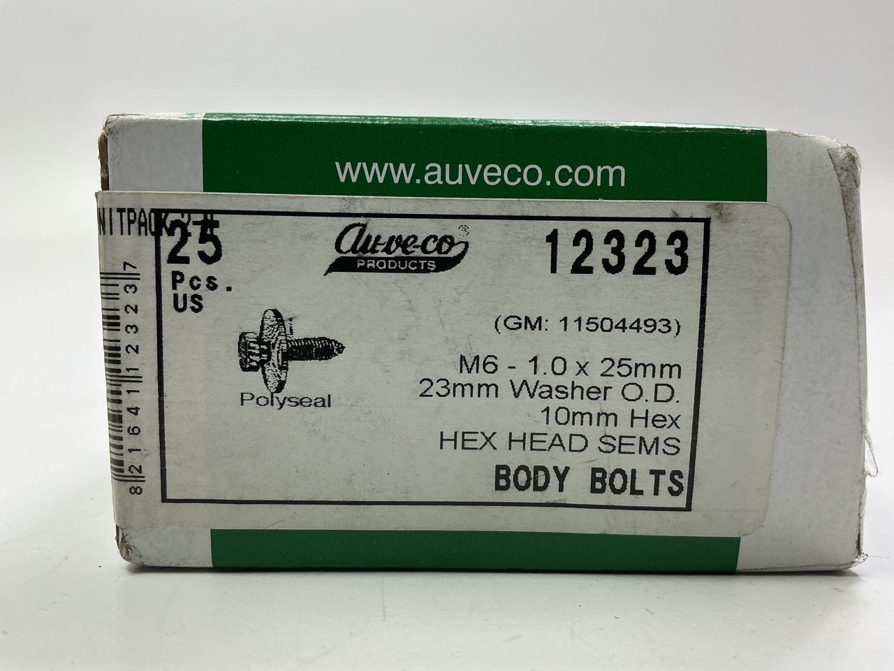 Auveco 12323 6-1.0 X 25Mm Hex Head Sems 24Mm Od Qty 25