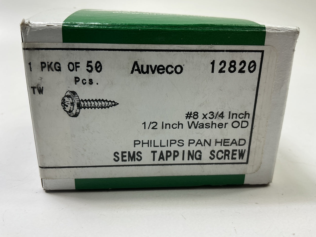 Auveco 12820 Phillips Pan Head Tapping Screws #8 X 3/4'', 1/2'' Washer, 50 Pcs
