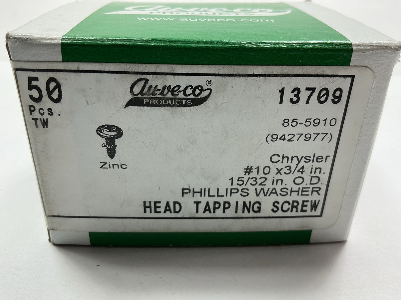 Auveco Tapping Screw #10 X 3/4'' Phillips, Flat Washer Head For Chrysler 9427977