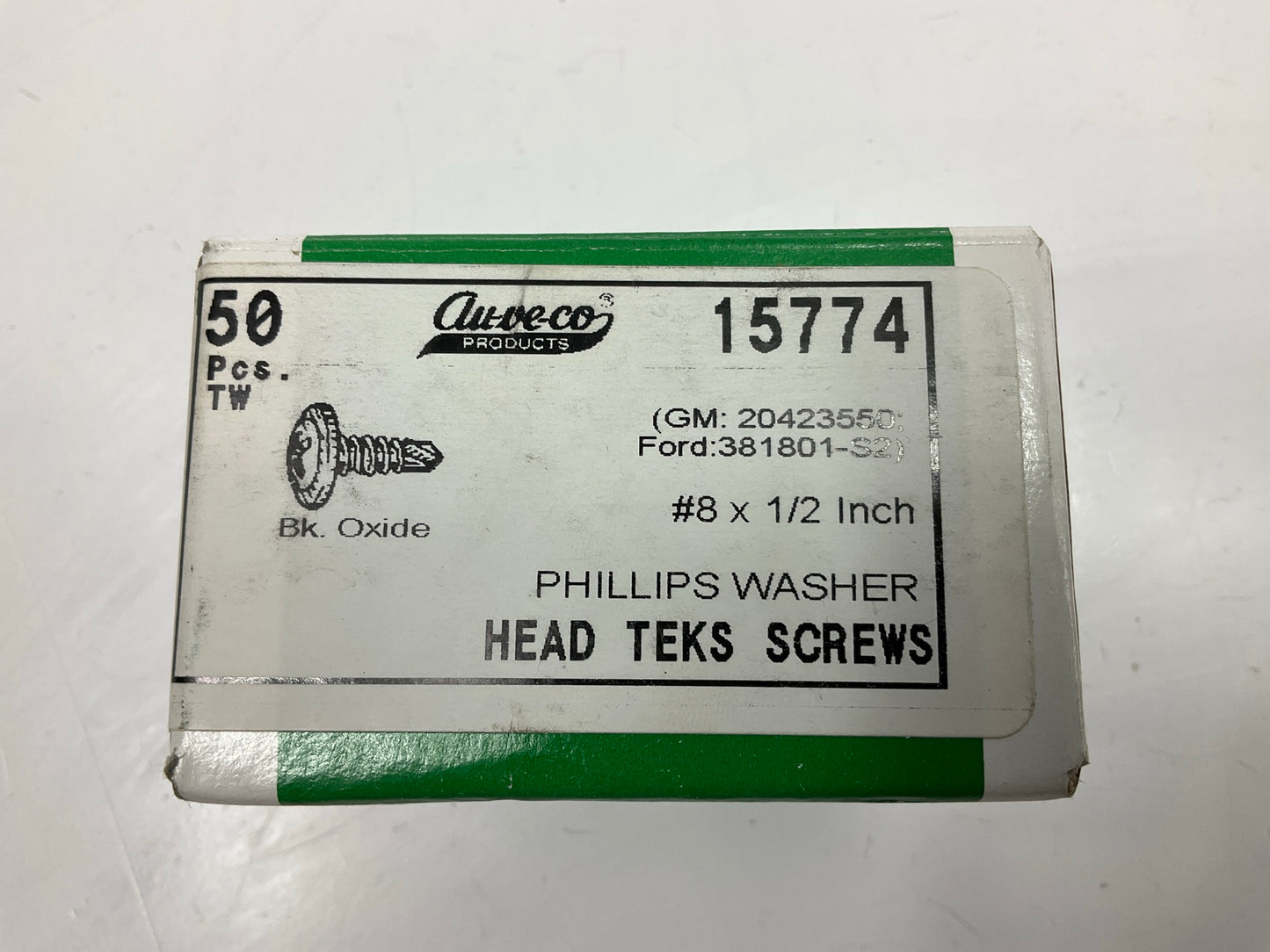Auveco 15774 Phillips Washer Head Teks Tapping Screw #8 X 1/2'' (49 Piece)