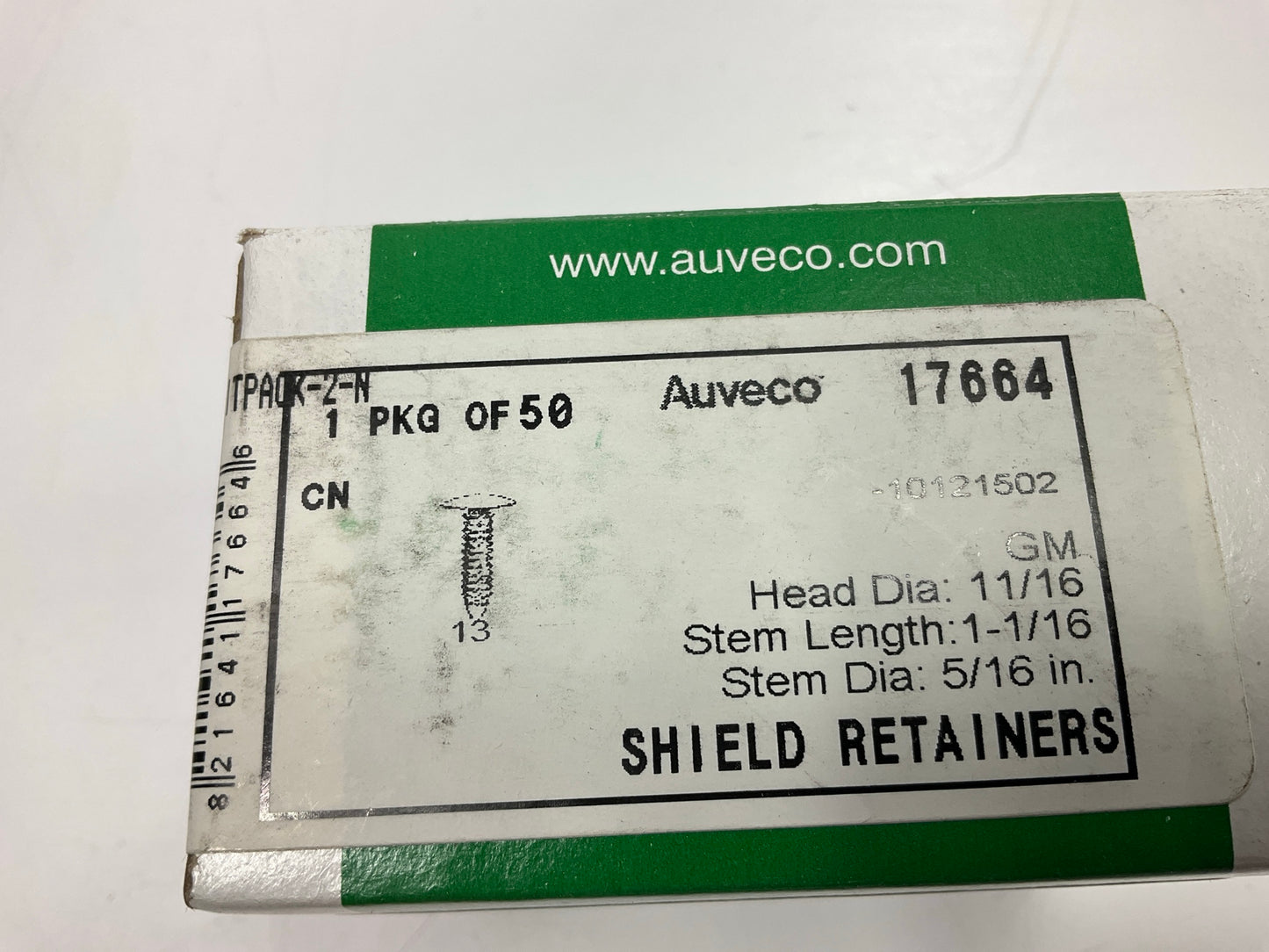 Auveco 17664 Shield Panel Retainer, 11/16'' Head Qty 50
