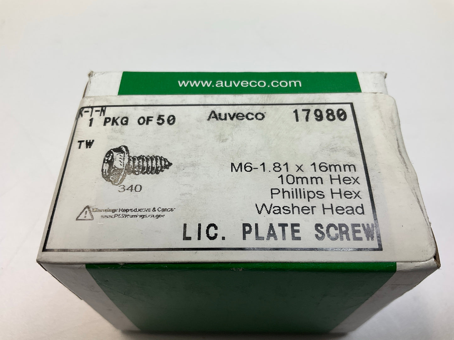 Auveco 17980 Phillips Hex Washer Head License Plate Screws Qty 50