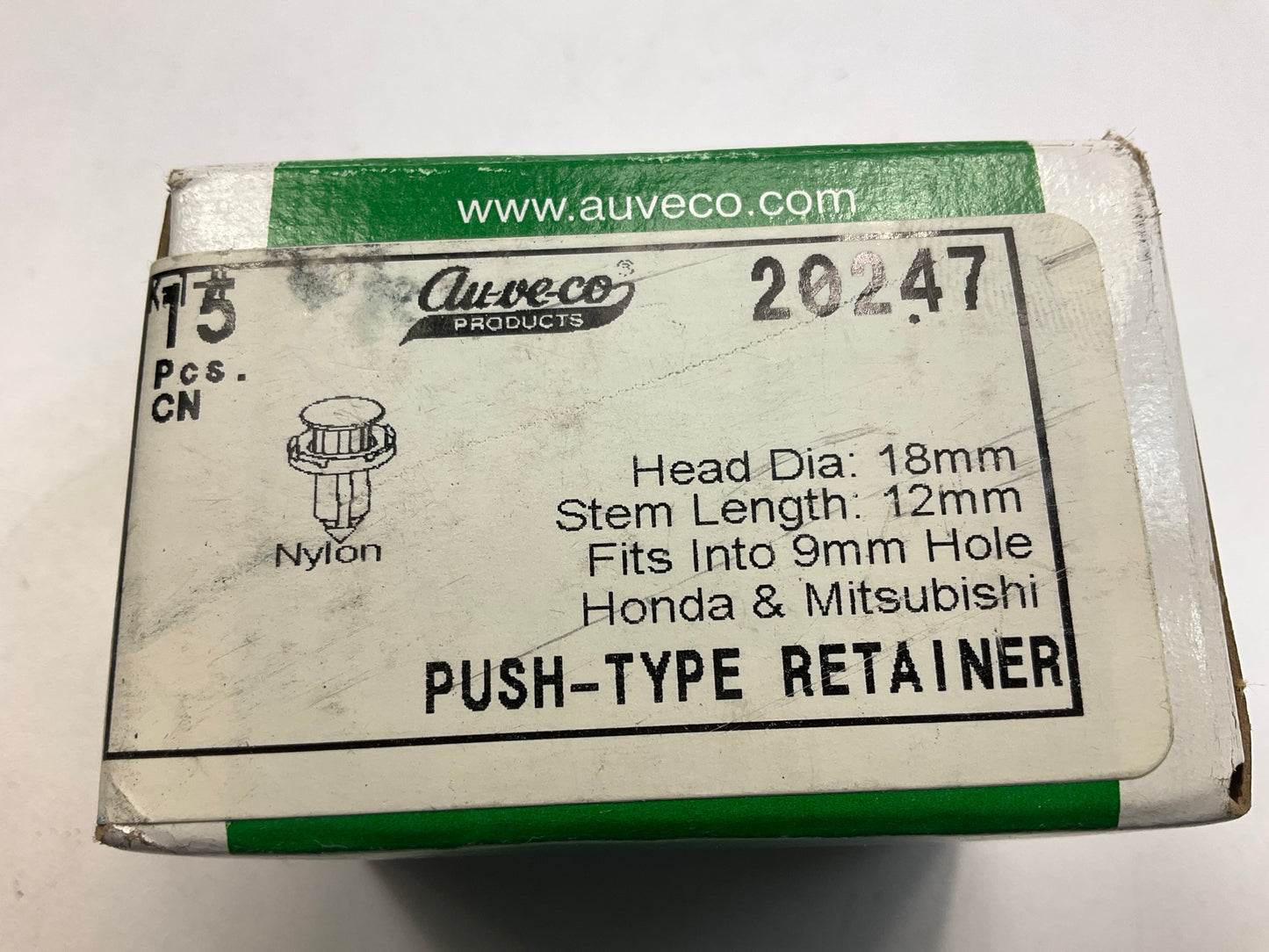 (15) Auveco 20247 Plastic Rivet Fastener Fender Retainer Push Clips
