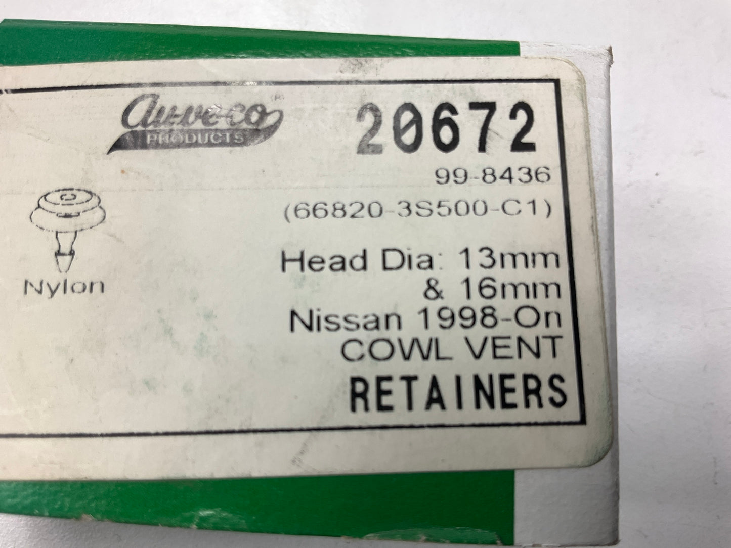 Auveco 20672 Cowl Vent Retainers Clip Qty 25