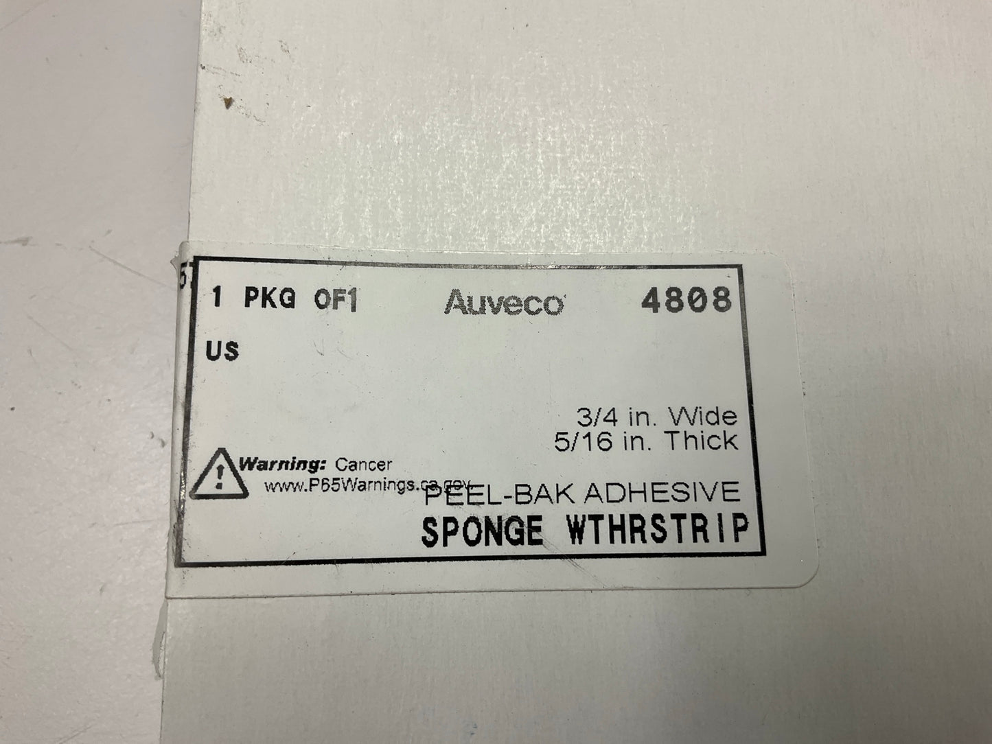 Auveco 4808 Adhesive Neoprene Sponge Weatherstrip Strip 3/4'' W, 5/16'' T, 10' L