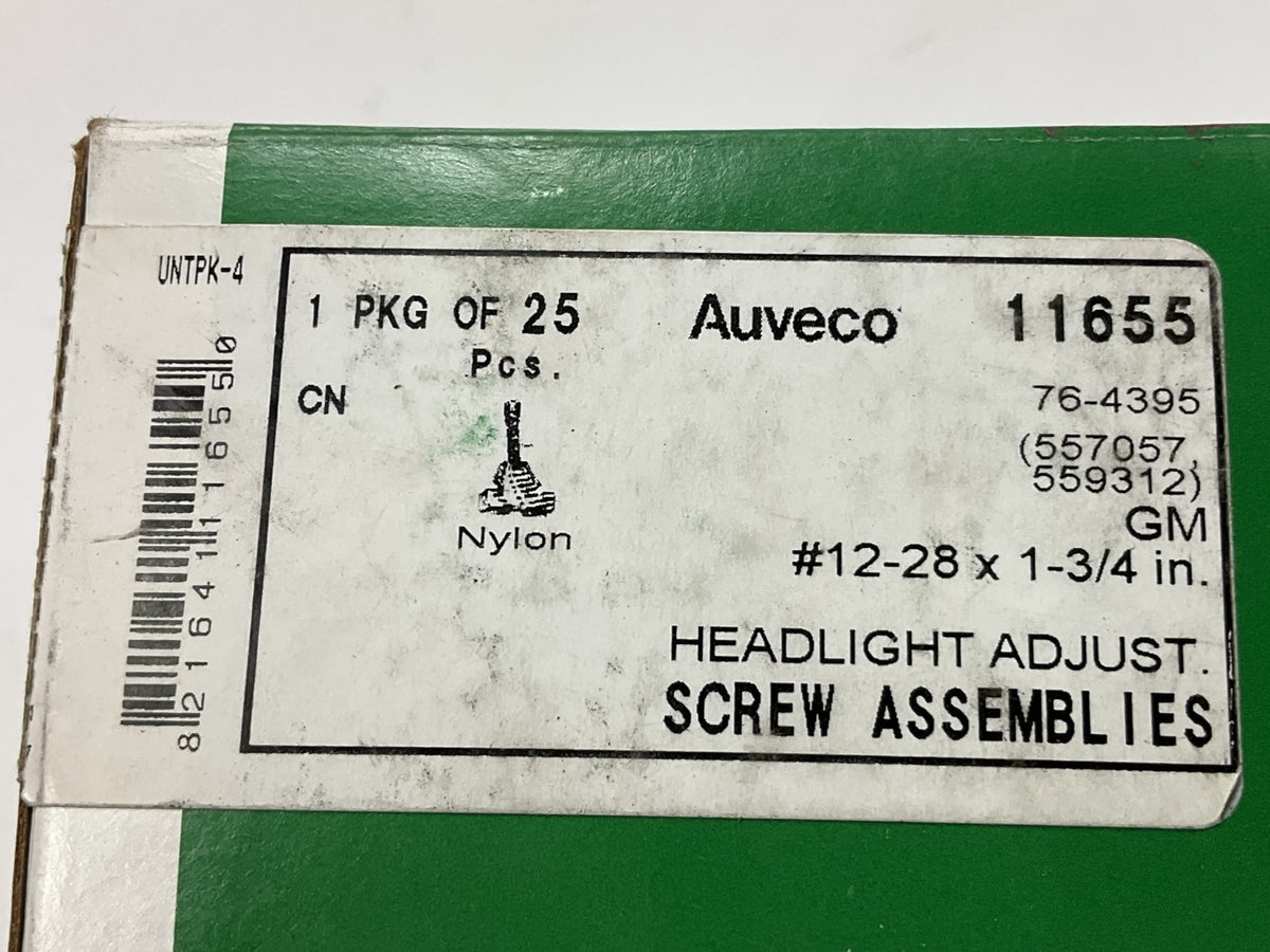(25) Auveco A11655 12/28'' X 1-3/4'' Headlight Adjusting Screw Assembly 1975-On GM