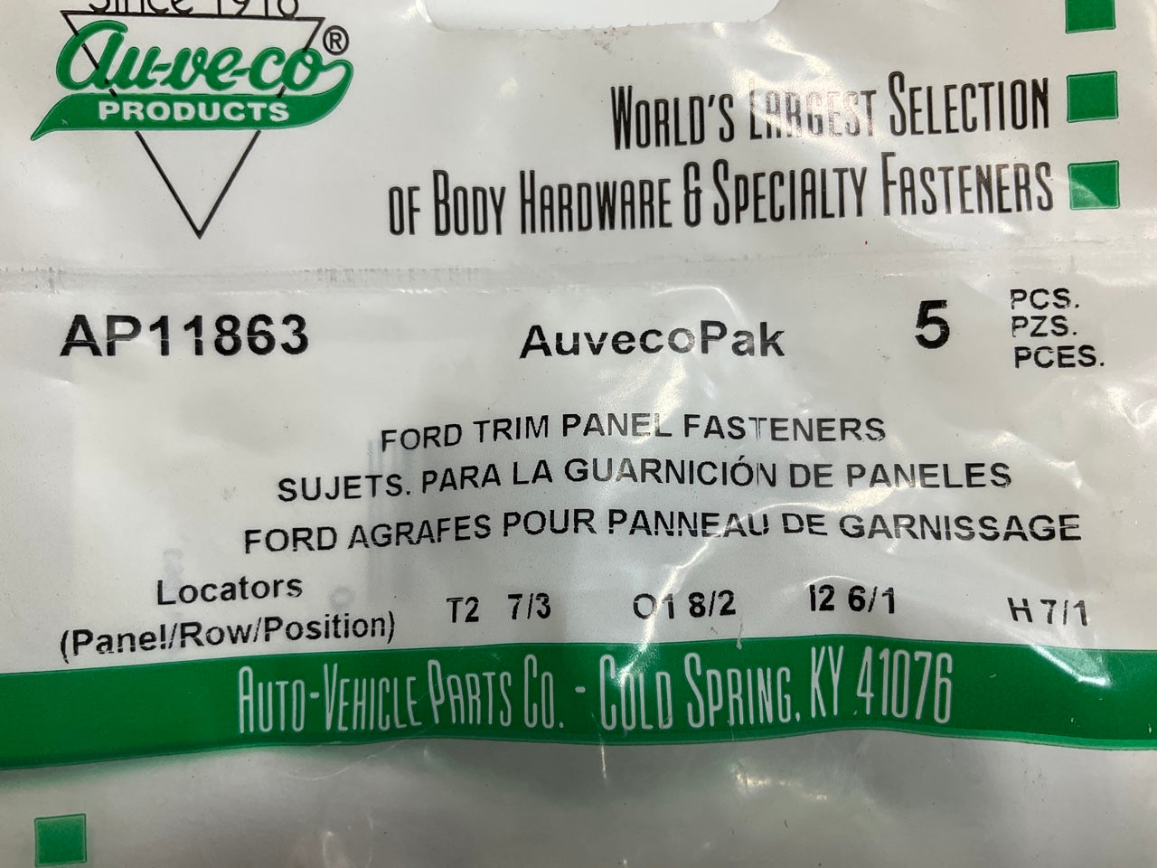 (10) Auveco AP11863 Door Trim Panel Fastener For Ford