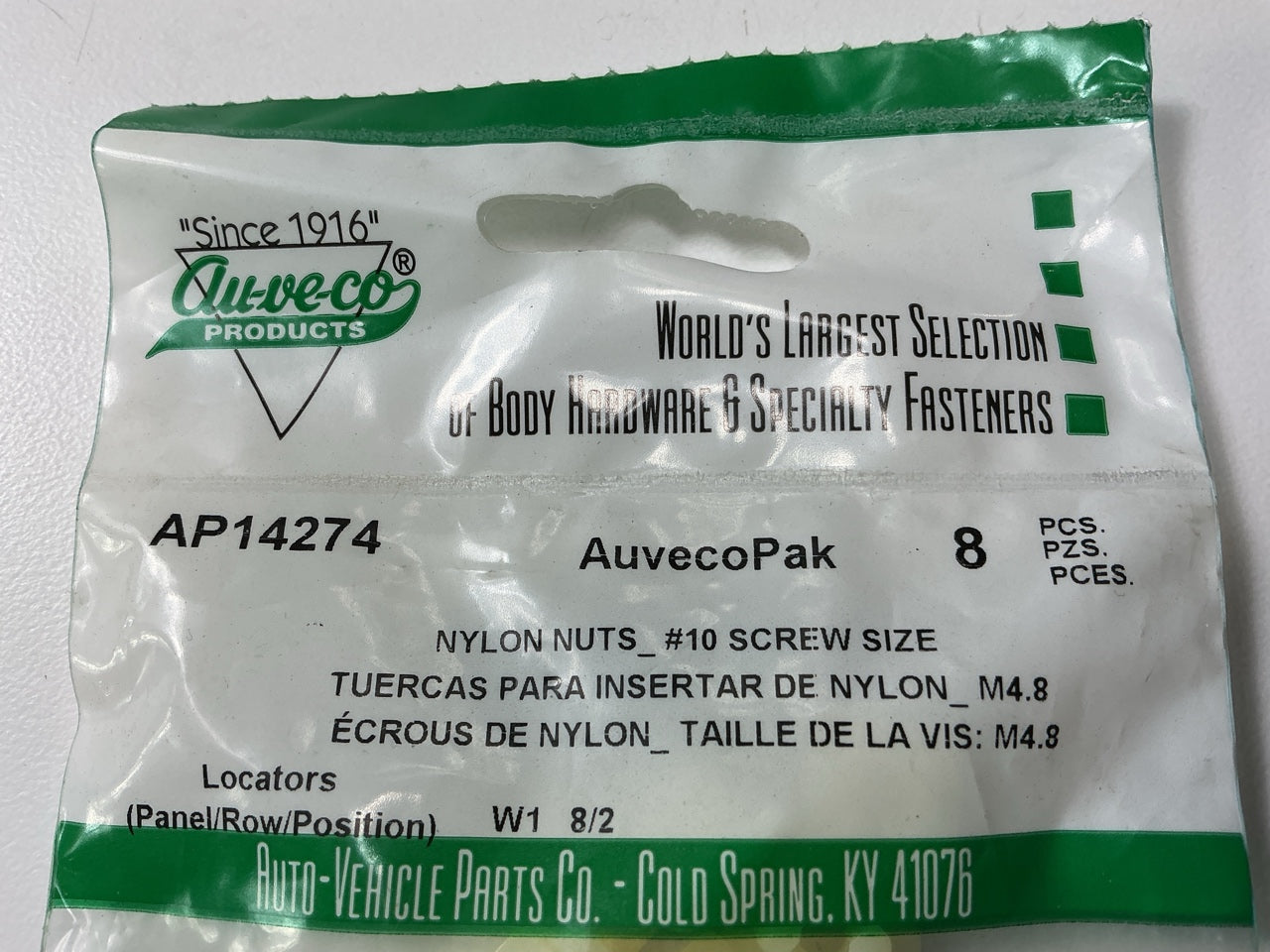 (16) Auveco AP14274 Nylon Nut #10 Screw Size, 13mm X 13mm