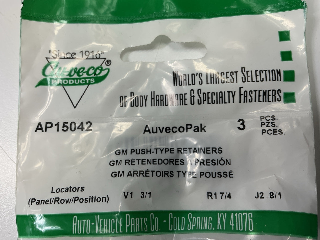 Auveco AP15042 Bumper Fascia Retainer 1'' Head, 1-1/8'' Length Qty 24