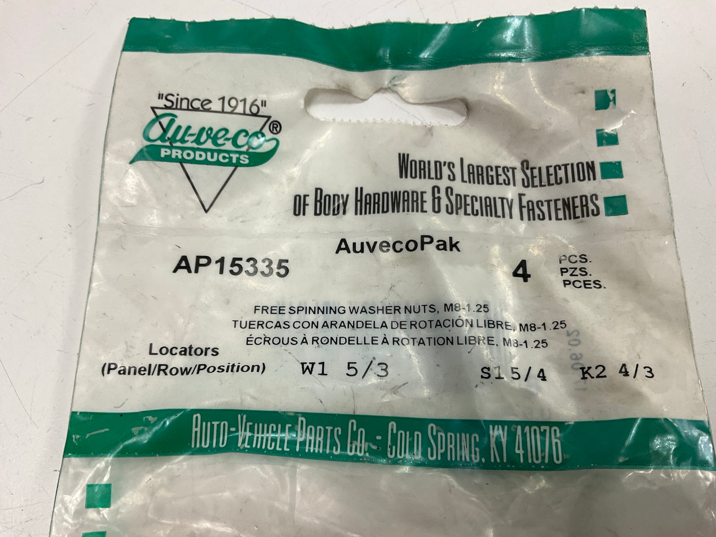 Auveco AP15335 Free Spinning Washer Nut M8-1.25, 24mm OD Qty 36