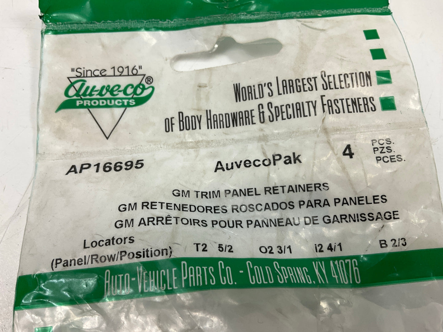 Auveco AP16695 Weatherstrip Retainers 7mm X 16mm Qty 56