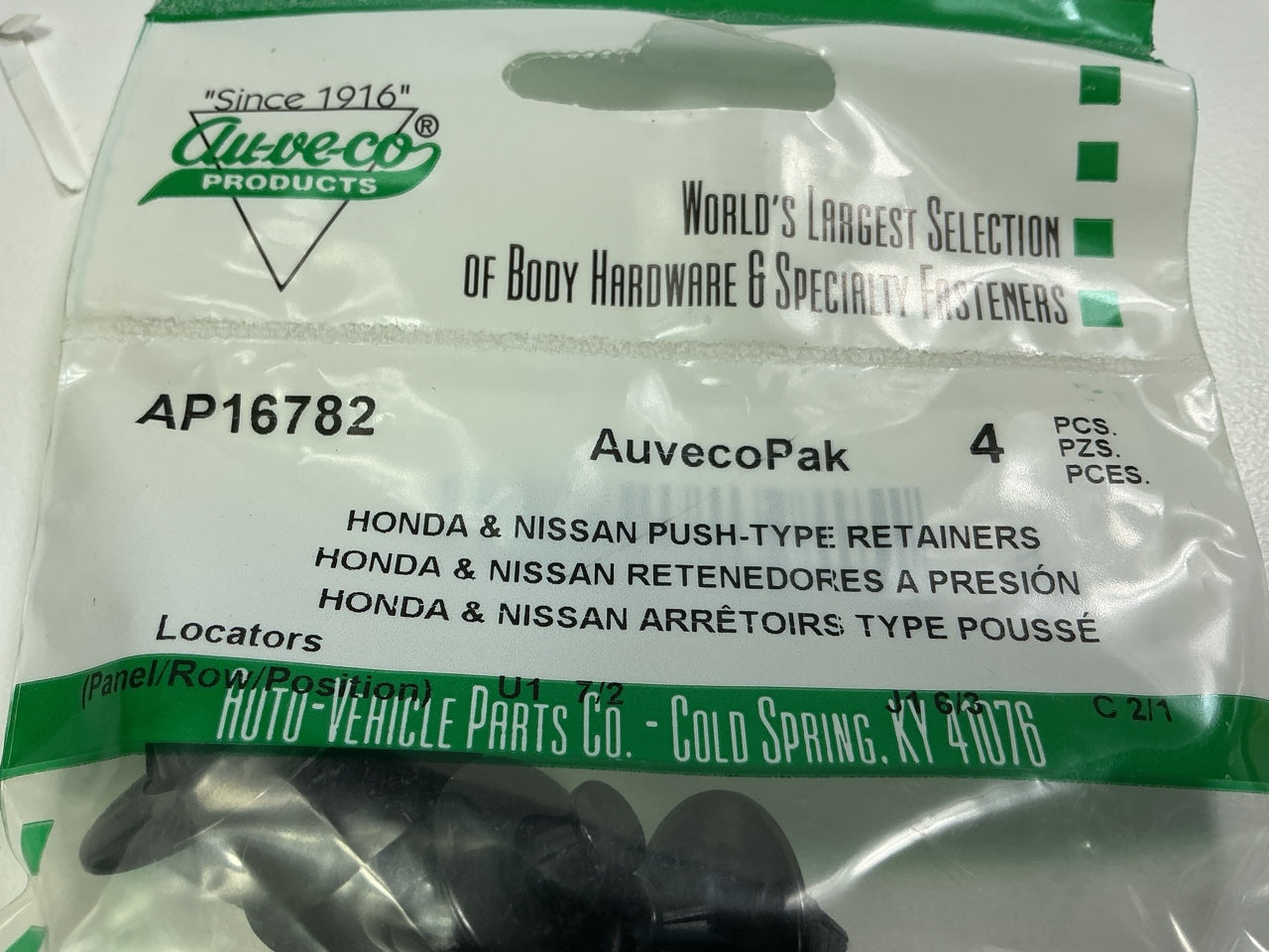 (16) Auveco AP16782 Push-Type Retainer For Honda & Nissan