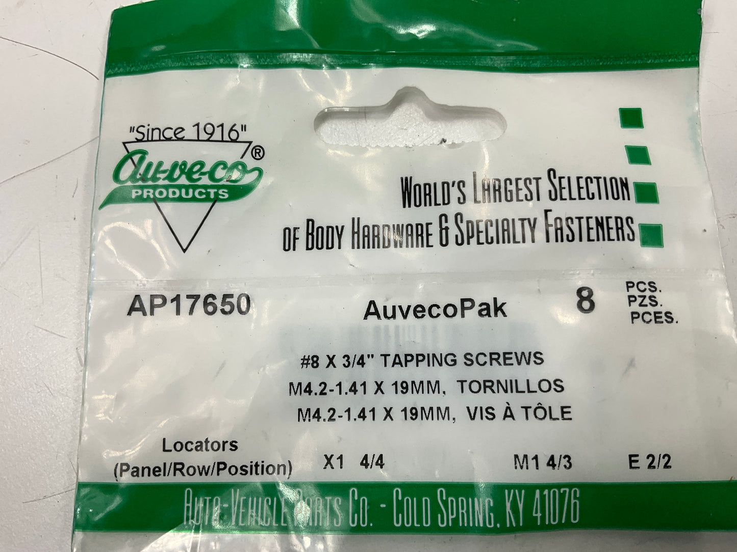 Auveco AP17650 #8 X 3/4 Phillips Washer Head Teks Tap Screws Qty 72