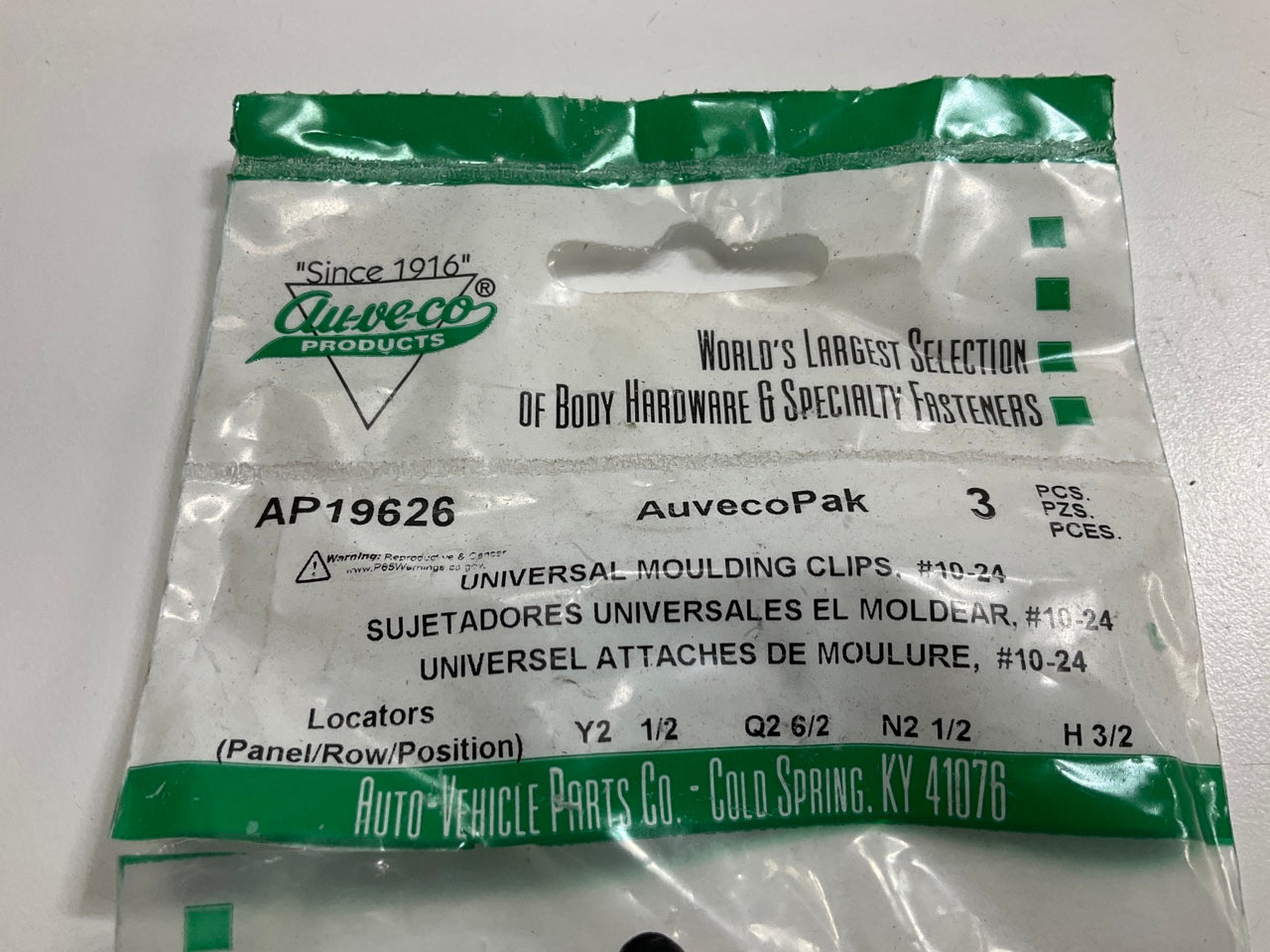 (6) Auveco AP19626 Universal Moulding Fastener, #10-24 X 3/4'' Bolt