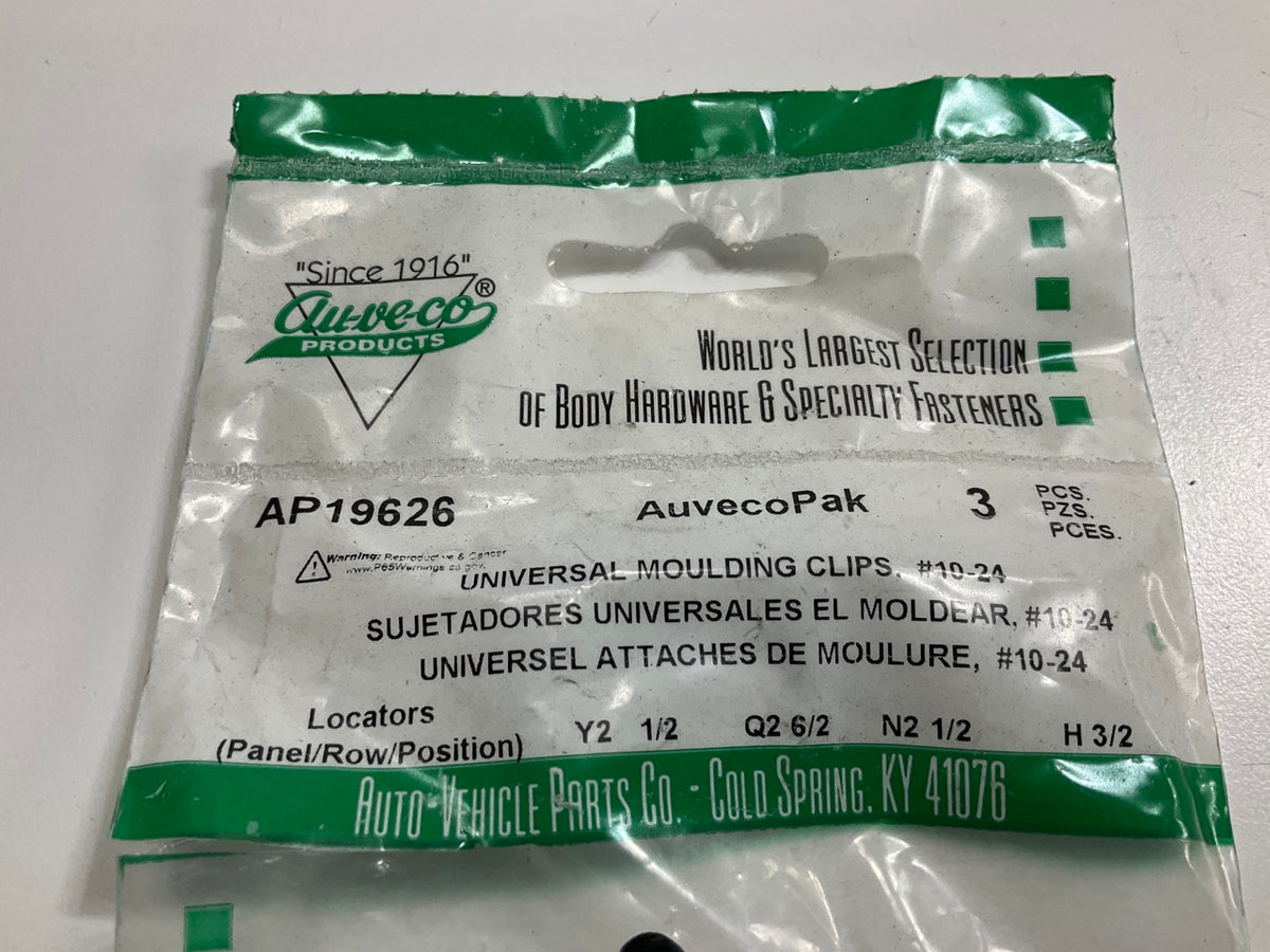 (6) Auveco AP19626 Universal Moulding Fastener, #10-24 X 3/4'' Bolt