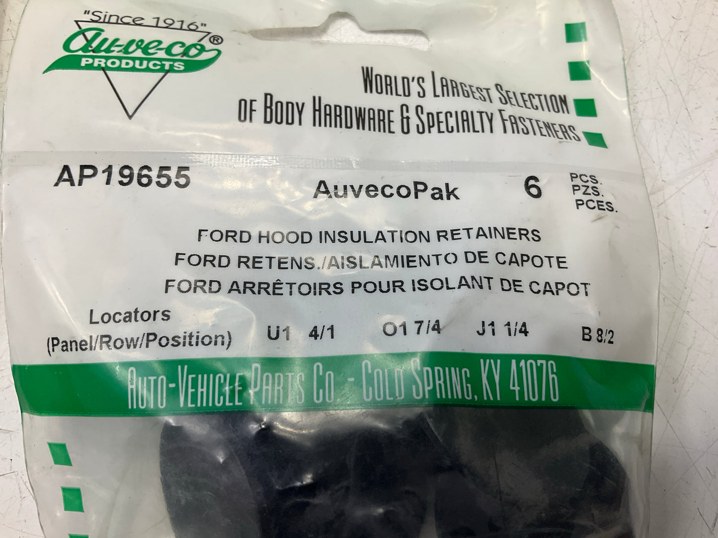 Auveco AP19655 Hood Insulation Re Tainer Ford 1975- Up Qty 120