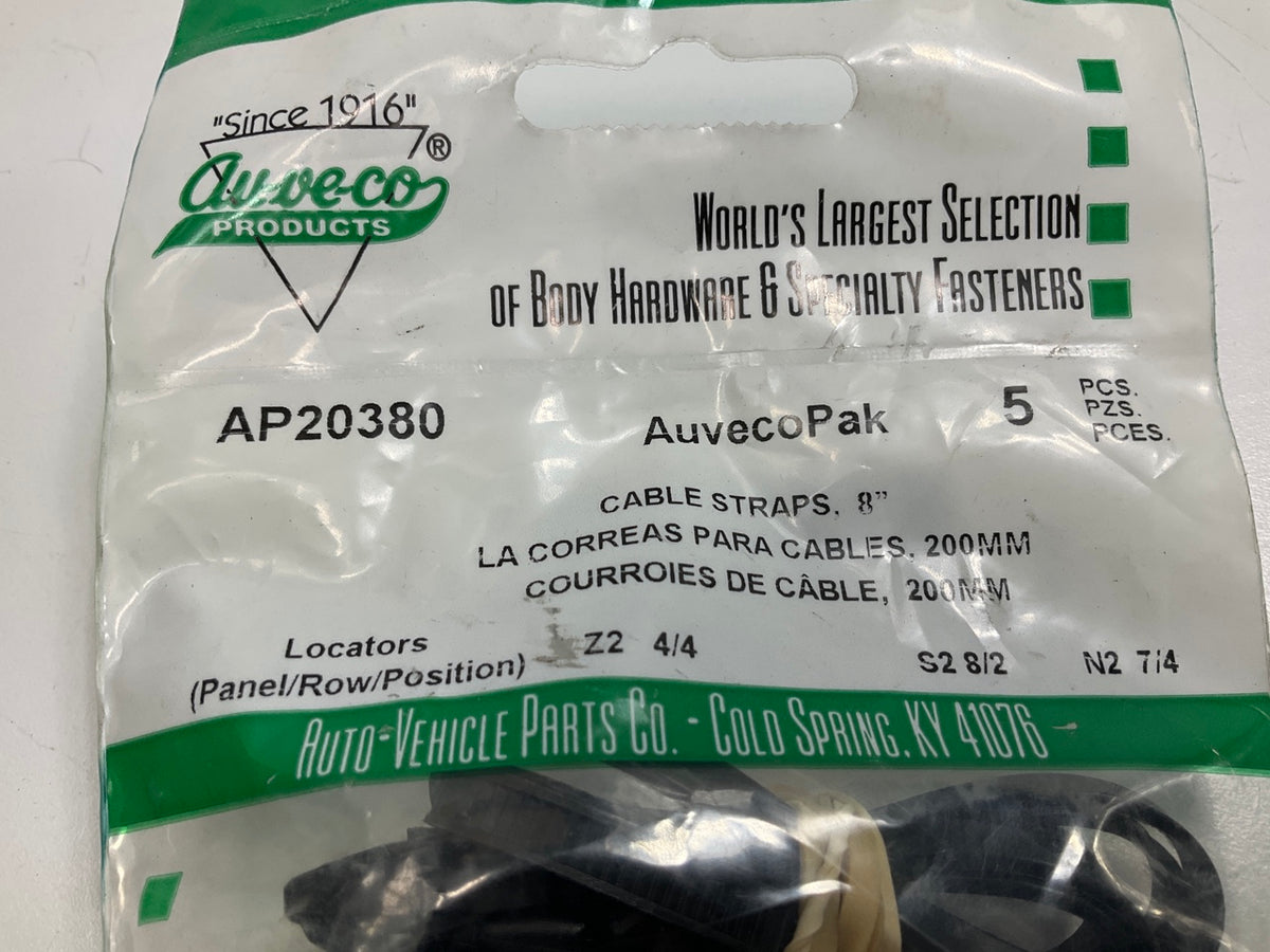 Auveco AP20380 Push Mount Cable Tie For Imports, 200mm X 5mm, 6.3mm Hole Qty 80