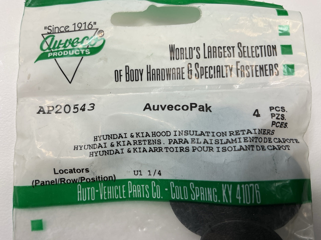 Auveco AP20543 Hood Insulation Pad Clip Bonnet Retainer Qty 48