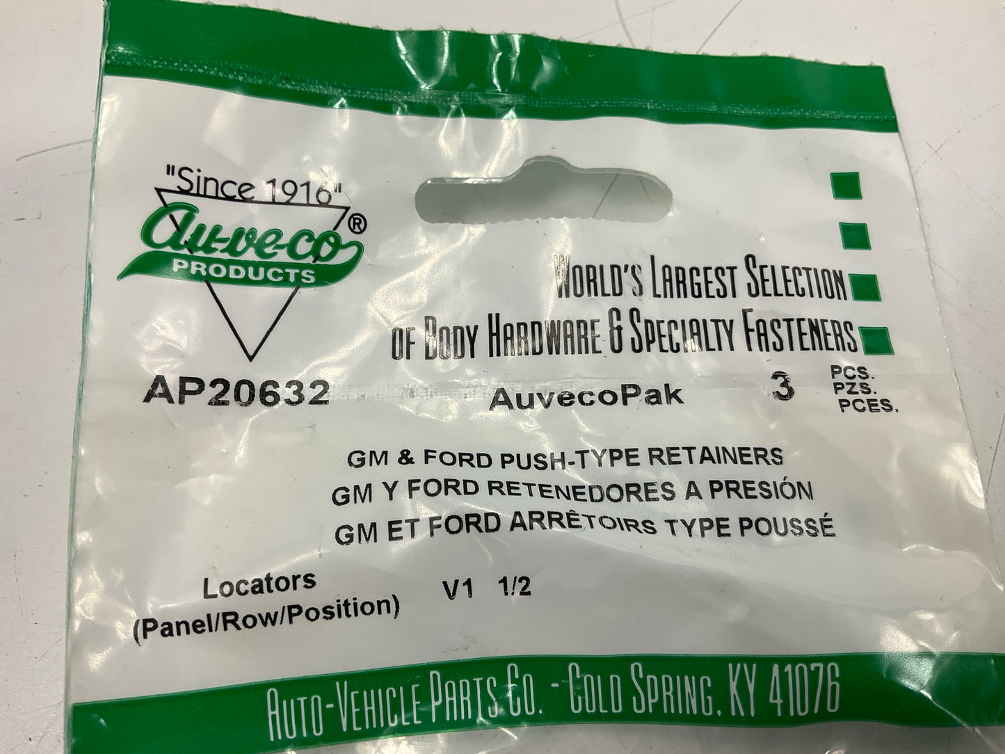(9) Auveco AP20632 Bumper Cover & Fender Shield Push-Type Retainer