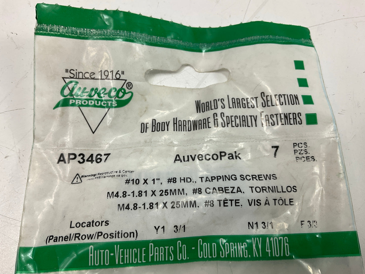 Auveco AP3464 #10 X 1 #8 HD PHILLIPS OVAL HEAD TAP SCREW Qty 168