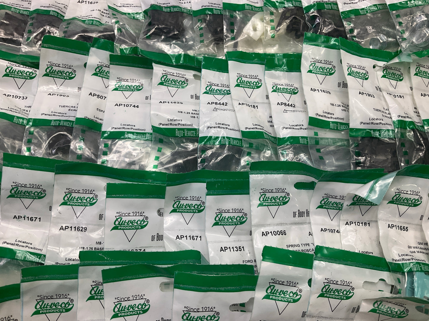 Wholesale Lot # 11 - Auveco Retainer Clips & Hardware Lot, 250 Packs As Shown