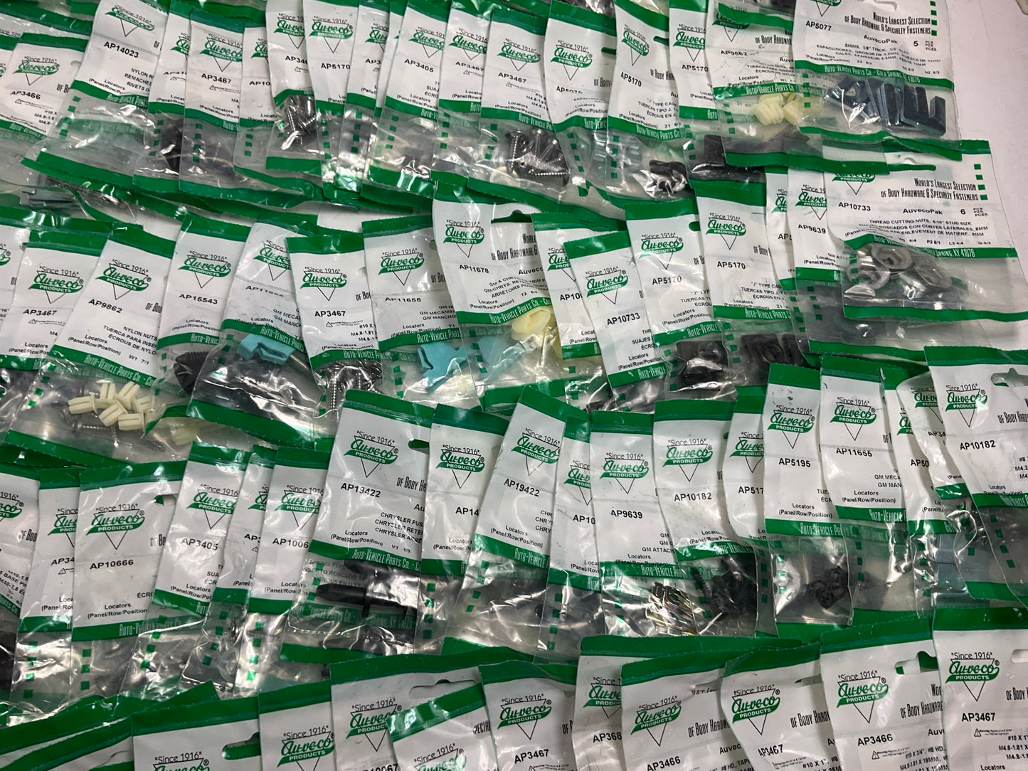 Wholesale Lot # 15 - Auveco Retainer Clips & Hardware Lot, 249 Packs As Shown
