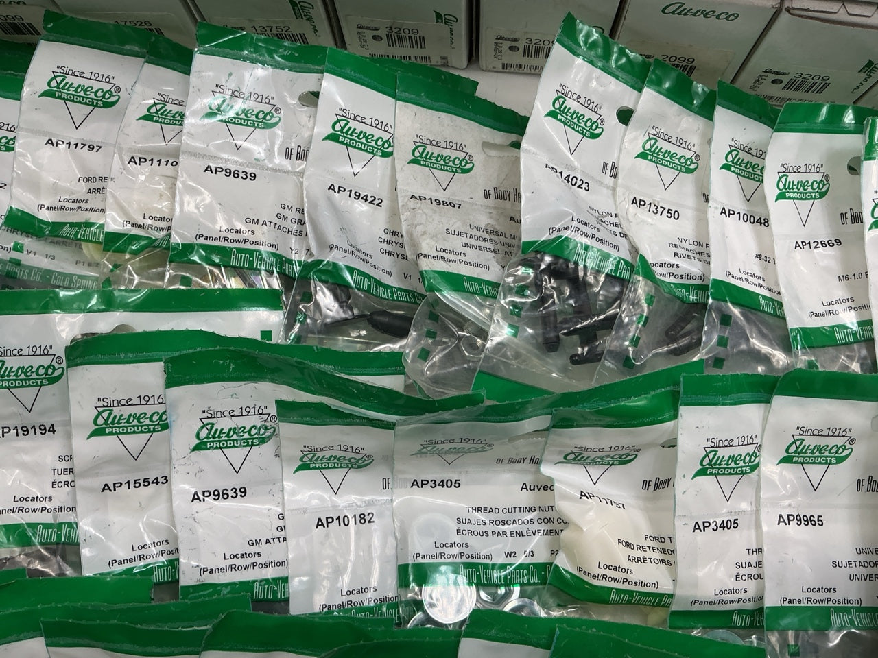 Wholesale Lot # 20 - Auveco Retainer Clips & Hardware Lot, 245 Packs As Shown