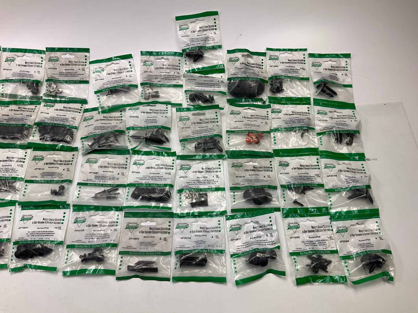 Wholesale Lot # 2 - Auveco Retainer Clips & Hardware Lot, 101 Packs As Shown