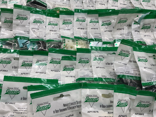 Wholesale Lot # 3 - Auveco Retainer Clips & Hardware Lot, 250 Packs As Shown