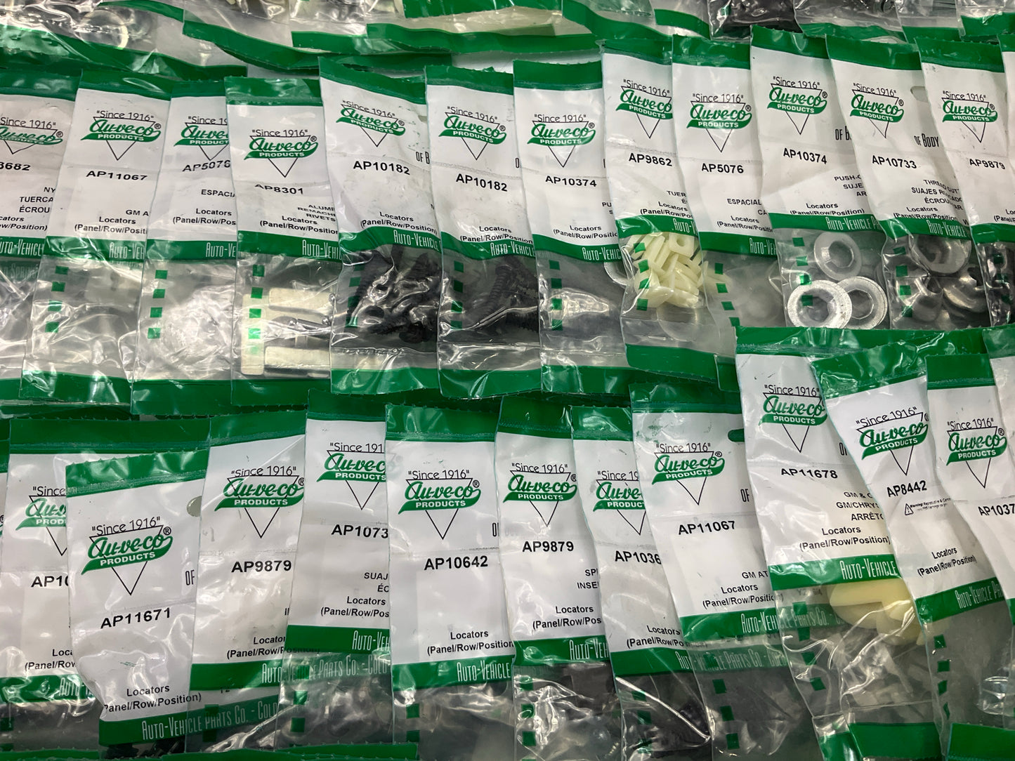 Wholesale Lot # 4- Auveco Retainer Clips & Hardware Lot, 250 Packs As Shown