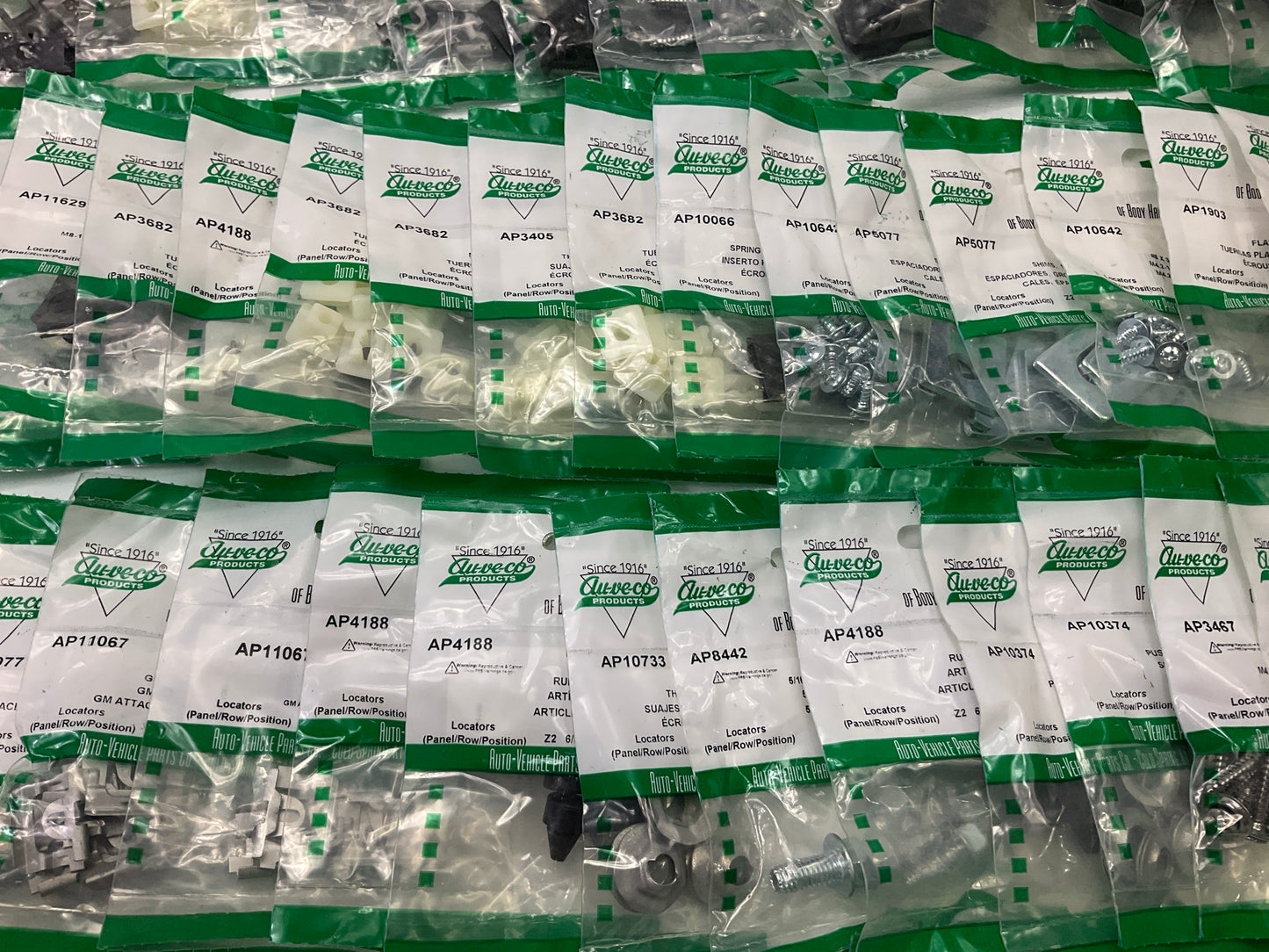 Wholesale Lot # 5 - Auveco Retainer Clips & Hardware Lot, 250 Packs As Shown
