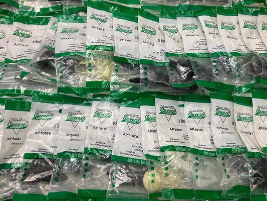 Wholesale Lot # 8 - Auveco Retainer Clips & Mixed Hardware, 250 Packs Total