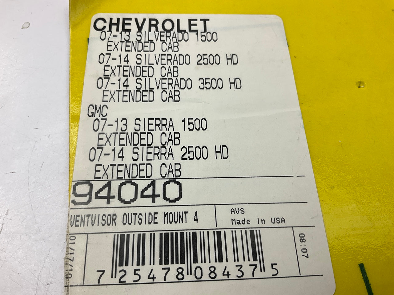 4-Piece AVS Window Vent Deflector SMOKE For 07-13 Sierra, Silverado EXTENDED CAB