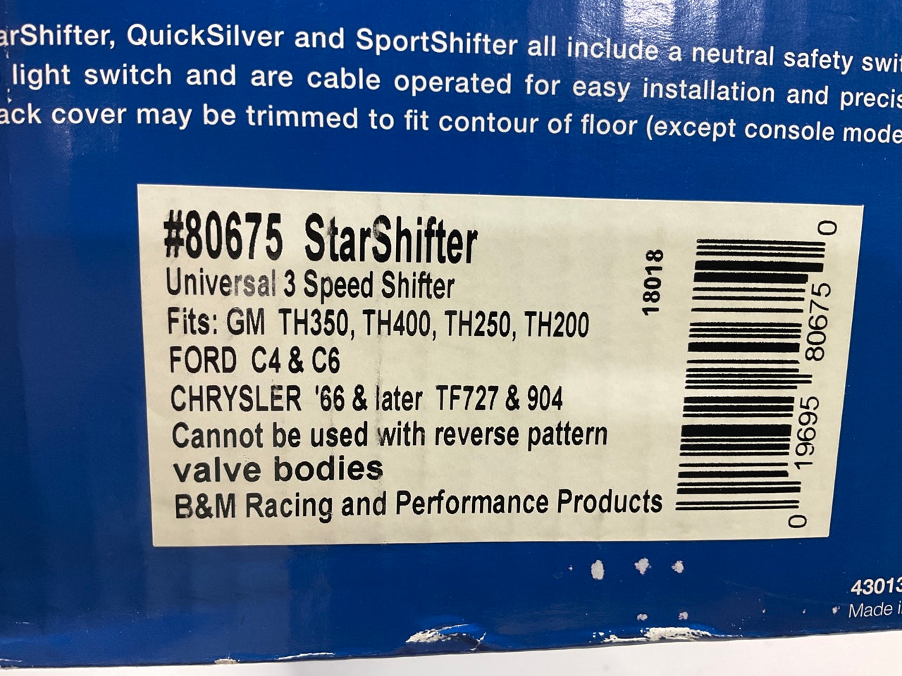 B&M 80675 StarShifter 3 Speed Automatic Trans Shifter For Chrysler, GM, & Ford