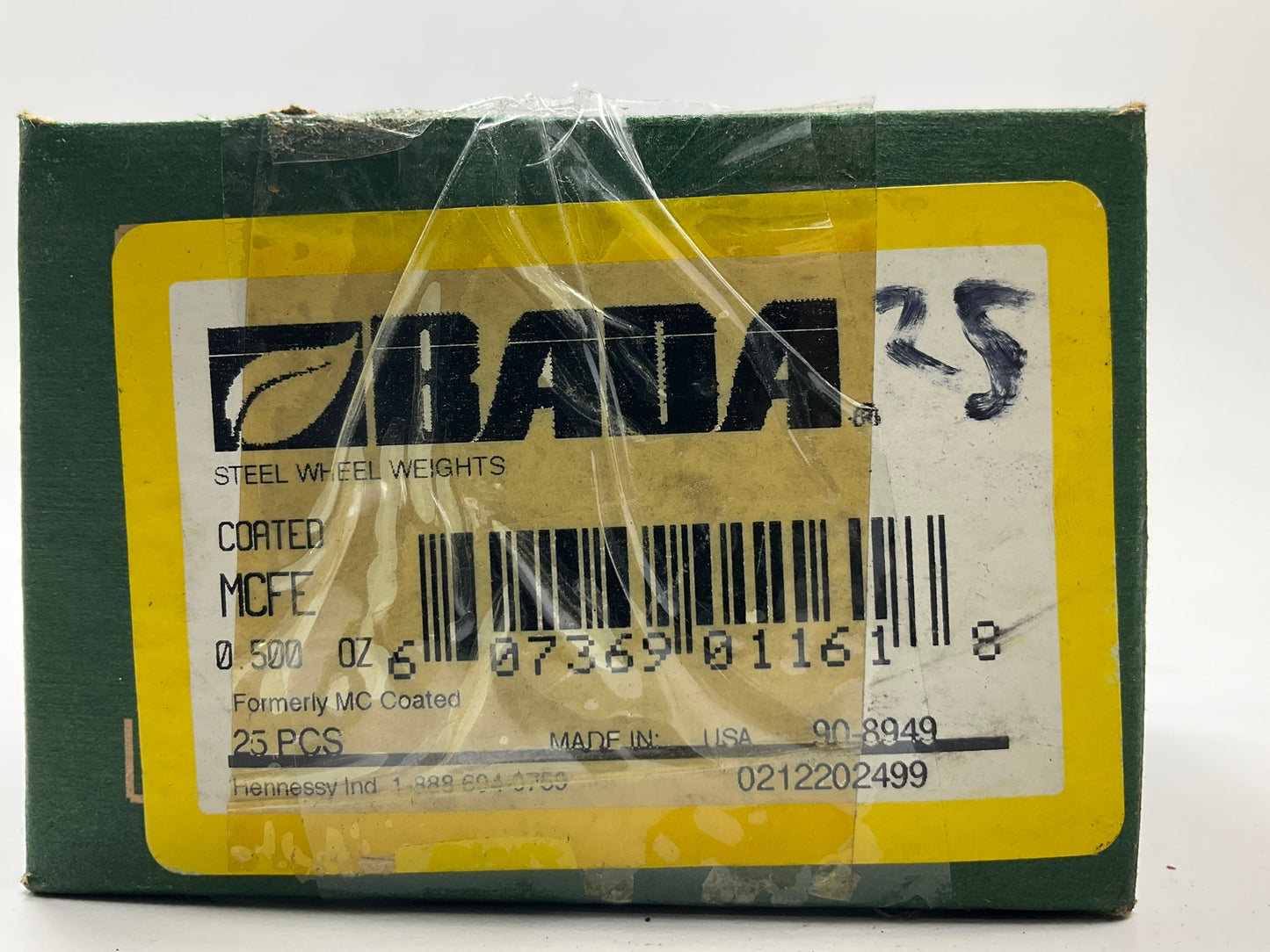 BADA MCFE0500 Coated Steel Wheel Balancing Weights .50 Oz Each, Box Of 25