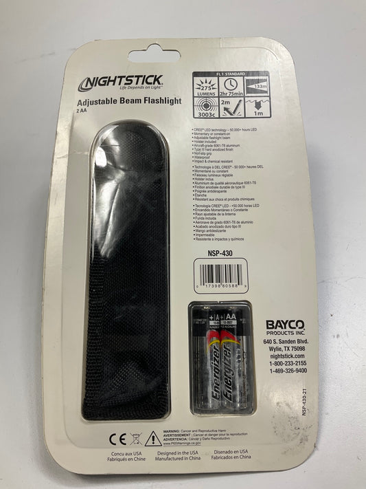 Bayco NSP-430 Nightstick Adjustable Beam Flashlight, 275 Lumens, 2 AA Batteries