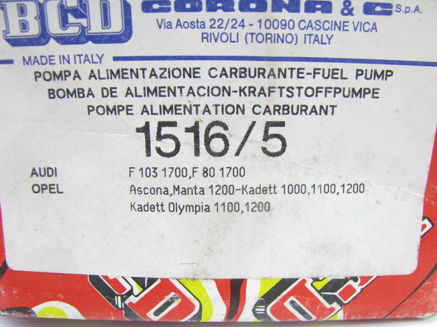 BCD 1516/5 Mechanical Fuel Pump - Opel Kadett, Rallye TORINO ITALY