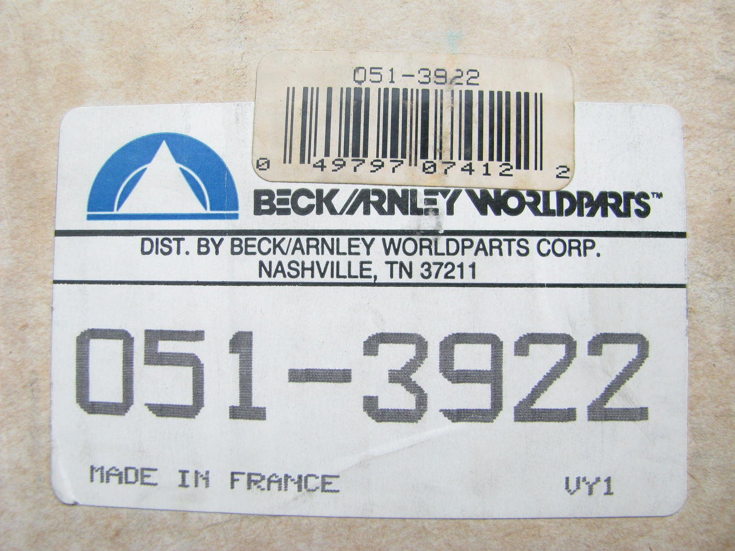 Beck Arnley 051-3922 FRONT Wheel Hub Bearing