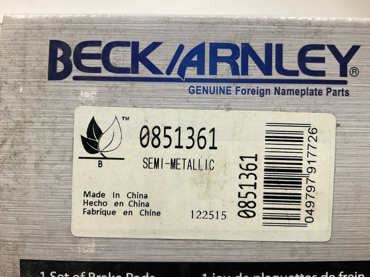 Beck Arnley 085-1361 Front Semi-Metallic Disc Brake Pads