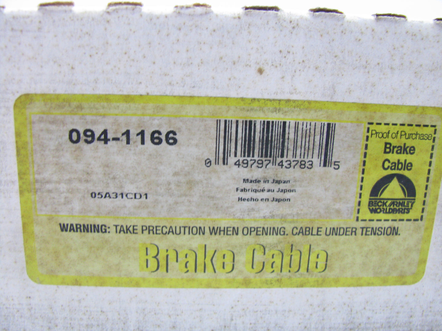 Beck Arnley 094-1166 Rear Right Parking Brake Cable For 1993-1997 Nissan Altima