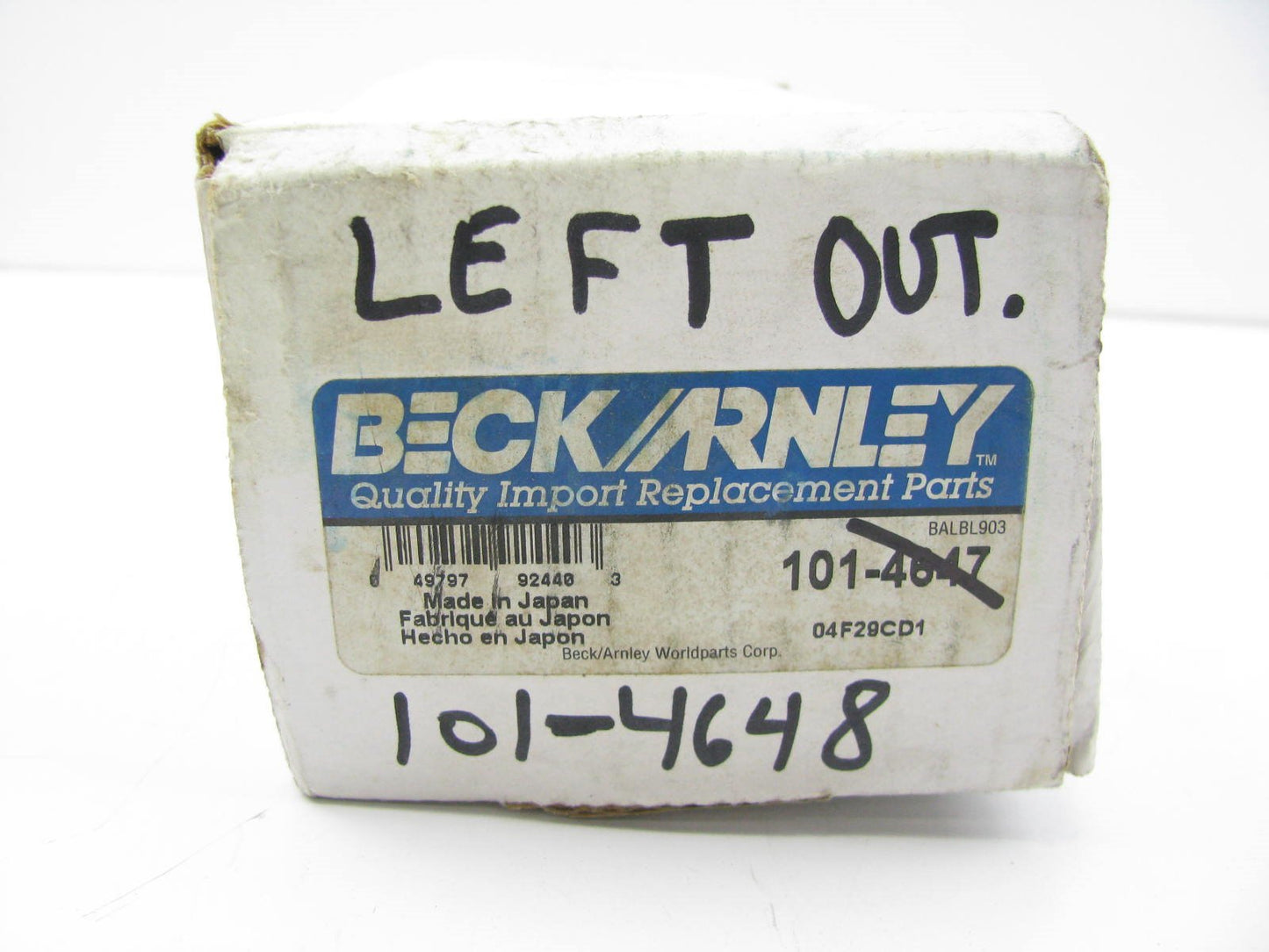 Beck Arnley 101-4648 FRONT LEFT OUTER Steering Tie Rod End 92-94 Vigor, 95-96 TL