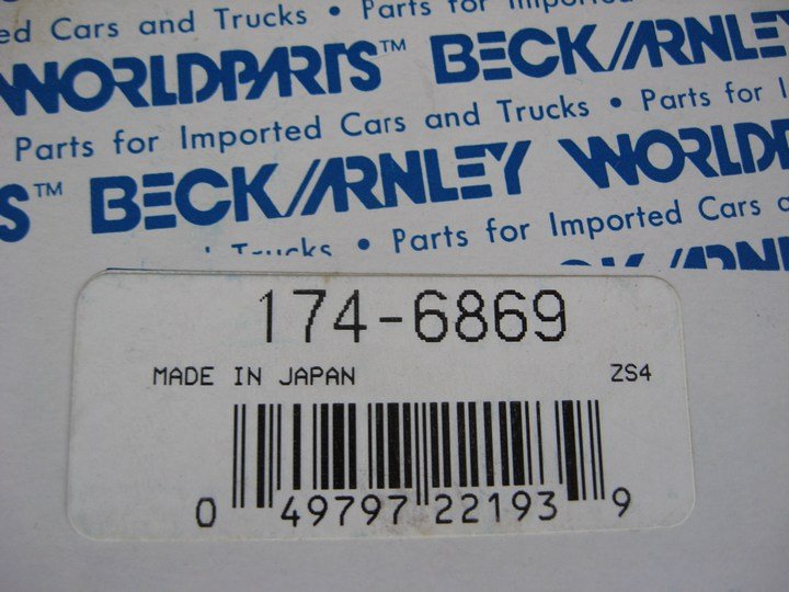 Beck Arnley 174-6869 Ignition Distributor Cap 86-89 Honda Accord, 83-90 Prelude