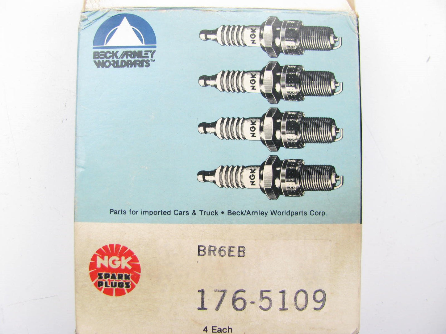 (4 PCS) BECK ARNLEY Spark Plugs 176-5109 NGK BR6EB