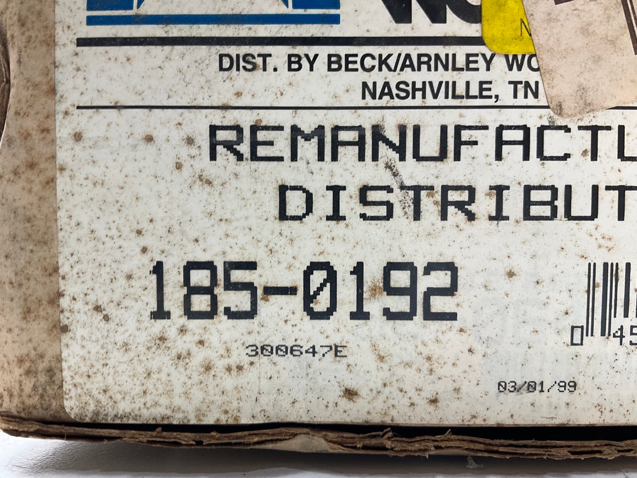 Reman. Beck Arnley 185-0192 Distributor For 1984-1987 Dodge Caravan 2.6L