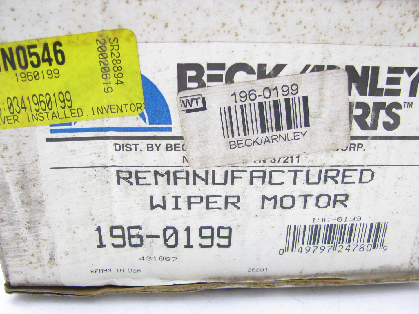 Beck Arnley 196-0199 Reman Windshield Wiper Motor For 1985-1989 Merkur XR4Ti