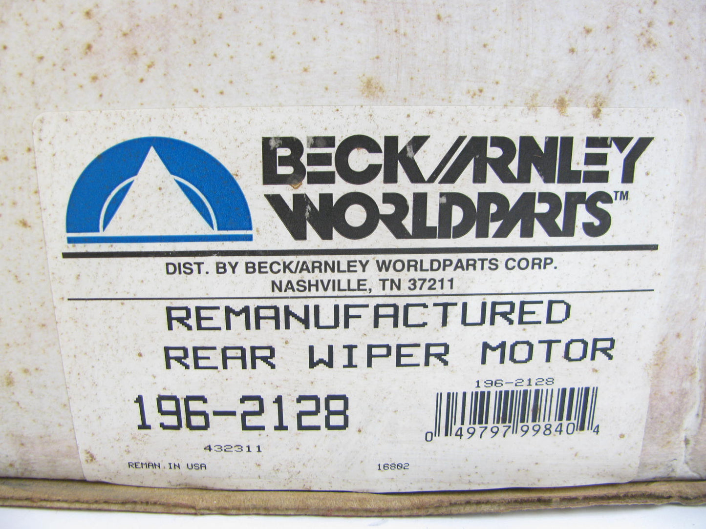 Beck Arnley 196-2128 Reman Rear Window Wiper Motor For 1989-1998 Mazda MPV