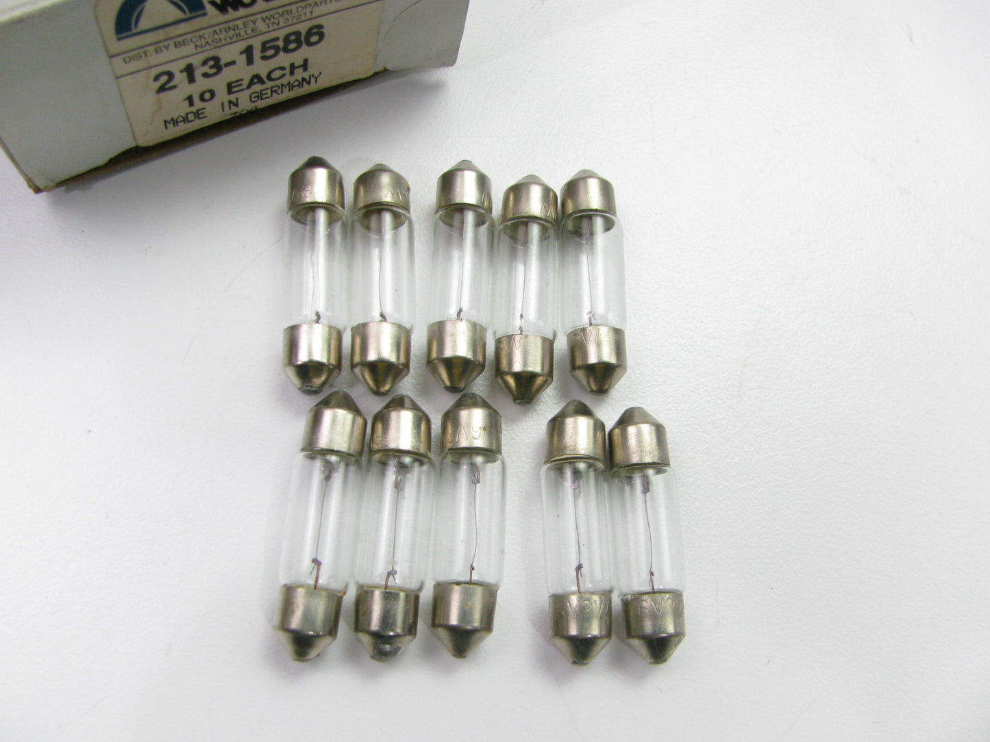 (10) Vintage Beck Arnley 213-1586 Dome Lamp Light Bulbs, 6 Volts, 3 Watts 6V