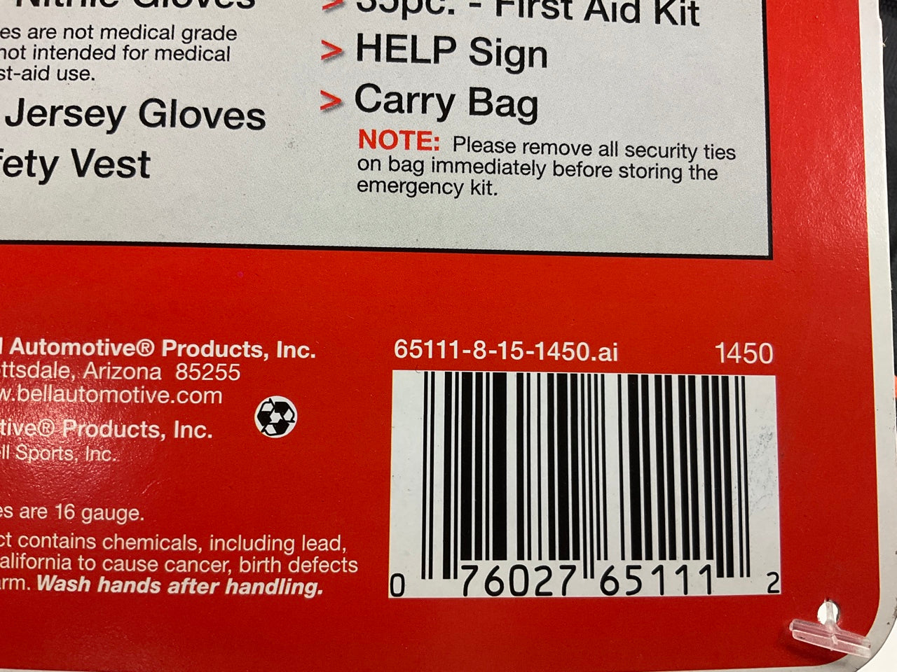 Bell 65111-8 Deluxe Roadside Emergency Kit W/ Booster Cables & Flashlight